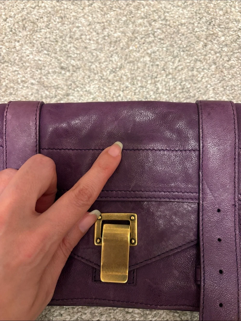 Proenza Schouler Purple Leather Clutch with Gold Hardware